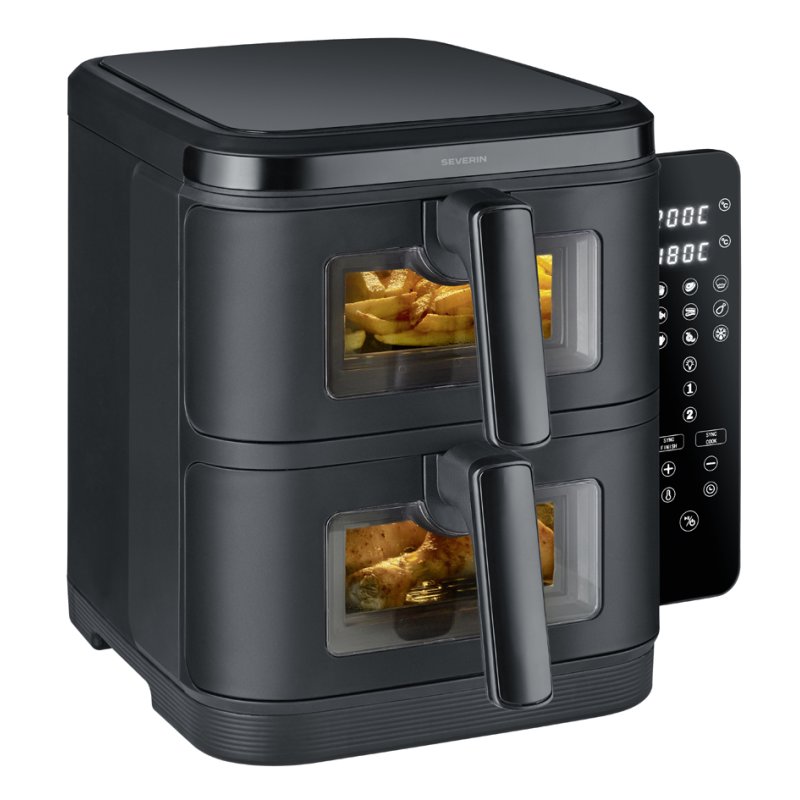 SEVERIN double hot air fryer FR 2468, black, 2 × 5.5 litres, 2600 watts